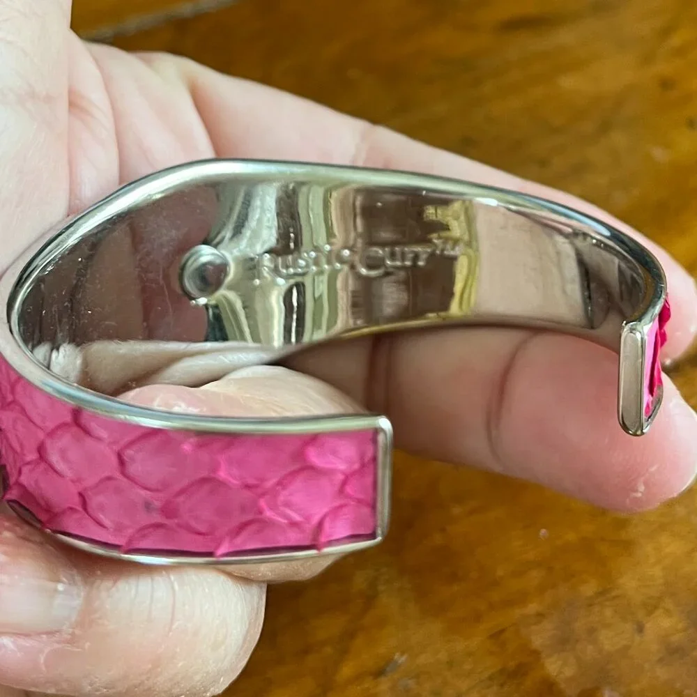 Rustic Cuff NEW Monique Python Side Cut Hot Pink Silver Cuff